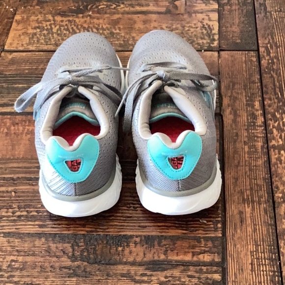 Skechers Goga Run Gray and Teal Athletic Shoes Sz 7 - Picture 3 of 8